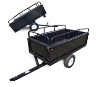 Wiltec Remorque basculante sur pneus - 200 x 78 x 94,5 cm - avec Main Courante et Parois Amovibles - Dispositif d’attelage Universel - Jardinage, Transport