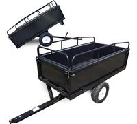 Wiltec Remorque basculante sur pneus – 200 x 78 x 94,5 cm – avec Main courante et Parois amovibles – Dispositif d’attelage universel – Jardinage, Transport
