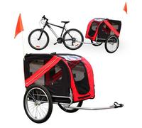 Wiltec Remorque de vélo pour chien, 2200 x 700 x 780 mm, Rouge noir, capacité 40 kg, Poussette à attelage embrayage rotatif de sécur
