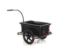 Wiltec Remorque pour vélo 80 kg max., 1580 x 690 x 510 mm, Bac 90 l, Attelage rapide, Cadre protège-roue, Charrette à bras, Transpor