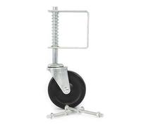 Wiltec Roue en Métal Gris pour Portail à Ressort 100 mm en PVC Ressort de Roue en Caoutchouc Capacité 68 kg Clôture de cour Portes Haute Résistance Galet Portail coulissant
