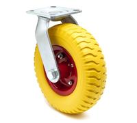 Wiltec Roulette de transport pivotante increvable - Ø 220 mm - Capacité 100 kg - en PU Polyuréthane - Roue avec Plaque de montage - Transport Appareil Accessoire Meuble - Usage silencieux