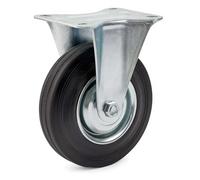 Wiltec Roulette fixe - Ø 200 mm - Capacité de charge 150 kg - Roue en caoutchouc et Jante en métal - Transport Appareil Accessoire Meuble