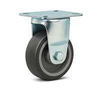 Wiltec Roulette fixe - Ø 75 mm - Capacité de charge 75 kg - Roue en plastique gris avec Plaque de montage - Dispositif de transport, usage sans traces