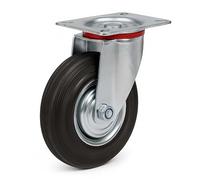 Wiltec Roulette pivotante - Ø 160 mm - Capacité de charge 130 kg - Roue en caoutchouc et Jante en métal - Transport Appareil Accessoire Meuble