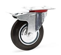 Wiltec Roulette pivotante Blocage double – Ø 200 mm – Capacité 150 kg – en Caoutchouc – Roue avec Frein et Plaque de montage – Transport Appareil Accessoire Meuble – Usage silencieux sans trace