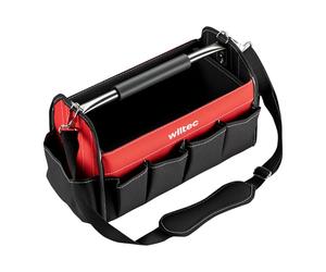 Wiltec Sac à outils 14 poches - 40 x 19 x 25 cm - pliant - 600D - avec Bandoulière réglable, Poignée, Poches intérieures et extérieures - Sacoche à outils multi-poches pour outillage
