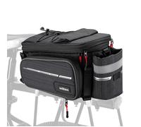 WilTec Sacoche étanche Extensible pour Porte-Bagages Noire - capacité Max. 20 L - en Polyester - avec Housse de Pluie - pour vélos et vélos électriques - Sac de Bicyclette - Cyclisme