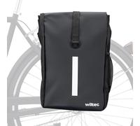 WilTec Sacoche étanche pour Porte-Bagages Noir Mat - capacité de 16 L - 47 x 24 x 13 cm - en PVC et Polyester - pour vélos et vélos électriques - Sac de Bicyclette - avec bandoulière Amovible