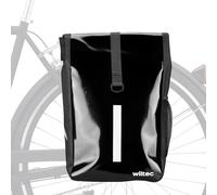 WilTec Sacoche étanche pour Porte-Bagages Noire - capacité de 16 L - 47 x 24 x 13 cm - en PVC et Polyester - pour vélos et vélos électriques - Sac de Bicyclette - avec bandoulière Amovible