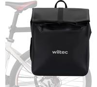 Wiltec Sacoche étanche pour porte-bagages noire – capacité de 22 L – en PVC – pour vélos et vélos électriques – Sac de bicyclette – Cyclisme, courses, excursions