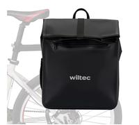 Wiltec Sacoche étanche pour porte-bagages noire - capacité de 22 L - en PVC - pour vélos et vélos électriques - Sac de bicyclette -