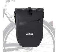 WilTec Sacoche étanche pour Porte-Bagages Noire - capacité de 28 L - en 500D PVC - avec poignée, bandoulière et réflecteur - pour vélos et vélos électriques - Sac de Bicyclette - Cyclisme