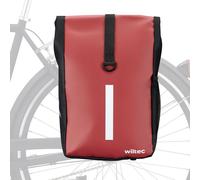 Wiltec Sacoche étanche pour porte-bagages rouge – capacité de 16 L – 47 x 24 x 13 cm – en PVC et polyester – pour vélos et vélos électriques – Sac de bicyclette – avec bandoulière amovible