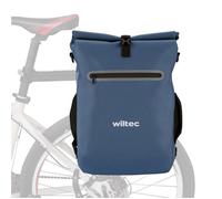 Wiltec Sacoche sac à dos étanche pour porte-bagages bleue - capacité de 20 L - en 600D TPU - avec compartiment pour ordinateur portable - pour vélos et vélos électriques - Sac de bicyclette - Cyclisme