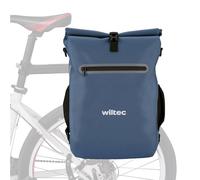 Wiltec Sacoche sac à dos étanche pour porte-bagages bleue - capacité de 20 L - en 600D TPU - avec compartiment pour ordinateur portable - pour vélos et vélos électriques - Sac de bicyclette - Cyclisme