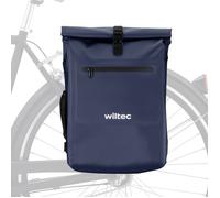 Wiltec Sacoche sac à dos étanche pour porte-bagages bleue - capacité de 25 L - en 500D PVC - avec compartiment pour ordinateur porta