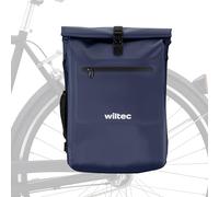 Wiltec Sacoche sac à dos étanche pour porte-bagages bleue - capacité de 25 L - en 500D PVC - avec compartiment pour ordinateur portable - pour vélos et vélos électriques - Sac de bicyclette - Cyclisme
