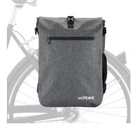 Wiltec Sacoche sac à dos étanche pour porte-bagages grise - capacité de 25 L - en 600D TPU - avec compartiment pour ordinateur porta