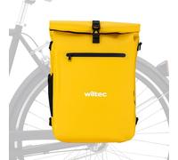 Wiltec Sacoche sac à dos étanche pour porte-bagages jaune - capacité de 25 L - en 500D PVC - avec compartiment pour ordinateur portable - pour vélos et vélos électriques - Sac de bicyclette - Cyclisme
