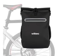 Wiltec Sacoche sac à dos étanche pour porte-bagages noire - capacité de 20 L - en 600D TPU - avec compartiment pour ordinateur portable - pour vélos et vélos électriques - Sac de bicyclette - Cyclisme