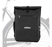 Wiltec Sacoche sac à dos étanche pour porte-bagages noire - capacité de 25 L - en 500D PVC - avec compartiment pour ordinateur portable - pour vélos et vélos électriques - Sac de bicyclette - Cyclisme