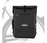 Wiltec Sacoche sac à dos étanche pour porte-bagages noire - capacité de 25 L - en 500D PVC - avec compartiment pour ordinateur portable - pour vélos et vélos électriques - Sac de bicyclette - Cyclisme