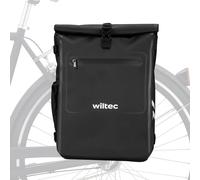 Wiltec Sacoche sac à dos étanche pour porte-bagages noire – capacité de 25 L – en 500D PVC – avec compartiment pour ordinateur portable – pour vélos et vélos électriques – Sac de bicyclette – Cyclisme