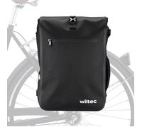 Wiltec Sacoche sac à dos étanche pour porte-bagages noire - capacité de 25 L - en 600D TPU - avec compartiment pour ordinateur porta