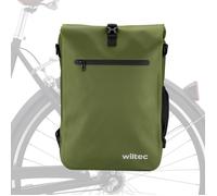 Wiltec Sacoche sac à dos étanche pour porte-bagages olive - capacité de 25 L - en 600D TPU - avec compartiment pour ordinateur porta