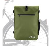 Wiltec Sacoche sac à dos étanche pour porte-bagages olive - capacité de 25 L - en 600D TPU - avec compartiment pour ordinateur portable - pour vélos et vélos électriques - Sac de bicyclette - Cyclisme