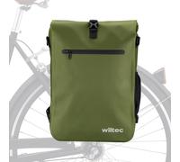 Wiltec Sacoche sac à dos étanche pour porte-bagages olive – capacité de 25 L – en 600D TPU – avec compartiment pour ordinateur portable – pour vélos et vélos électriques – Sac de bicyclette – Cyclisme