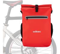 Wiltec Sacoche sac à dos étanche pour porte-bagages rouge – capacité de 20 L – en 600D TPU – avec compartiment pour ordinateur portable – pour vélos et vélos électriques – Sac de bicyclette – Cyclisme