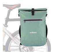 Wiltec Sacoche sac à dos étanche pour porte-bagages verte - capacité de 20 L - en 600D TPU - avec compartiment pour ordinateur porta