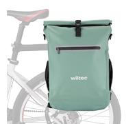 Wiltec Sacoche sac à dos étanche pour porte-bagages verte - capacité de 20 L - en 600D TPU - avec compartiment pour ordinateur portable - pour vélos et vélos électriques - Sac de bicyclette - Cyclisme