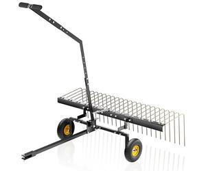 Wiltec Scarificateur Autoporté Noir 60" Largeur de Travail 148 cm 3 Points Fixation Rotation à 360 degrés Démousseur Tracteur Tondeuse Quad Peigne Déchaumeuse Gazon Aération Sol