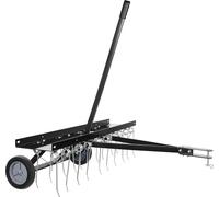 Wiltec Scarificateur Trainé Largeur de travail 100cm Ressorts en acier 16,5 cm Hauteur réglable 18 et 22 cm Scarificateur Poids 15 Kg Pelouse pour Tracteur tondeuse Roues en caoutchouc Tondeuse Peigne