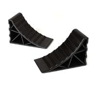 Wiltec Set 2x Cales de Roue Noire HDPE 14,8 x 8,9 x 9,8 cm Capacité de 2 Tonnes/paire Surface antidérapante Voitures Caravanes Remorques Butée Sabot Bloque-roue kit Immobilisation Véhicule