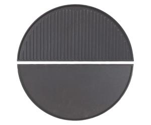 Wiltec Set 2x Plaque de gril BBQ semi-circulaire - 49,8 x 24,3 x 1,5 cm - en Fonte - Barbecue Charbon de bois ou à gaz - Grillade Cuisson - Terrasse Jardin Plancha - Viande Légumes Poisson