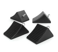 Wiltec Set 4 Cales de Roue Triangulaires Caoutchouc 205×125×100 mm Noir avec Oeillet Métal Bloque-roue Remorque Camping-car Camion Voiture Antidérapante Sécurité Stationnement Chargement Bloc d'arrêt