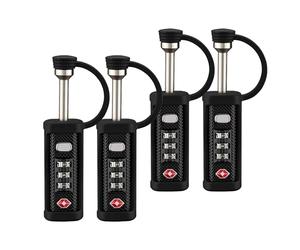 Wiltec Set 4 x Cadenas à combinaison TSA pour Valise - Serrure à combinaison 3 chiffres - Cadenas à code Matériau Haute résistance Usage polyvalent Bagagerie Antivol Haute Protection Voyage