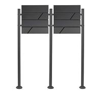 Wiltec Set de 2 boîtes aux Lettres Wiltec V14 Anthracite, Boîte aux Lettres Murale avec Serrure, Rouleau de journaux, Support, Boîte Postale en Acier Peint par poudrage