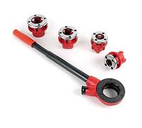 Wiltec Set Filière de plombier Coupe-filet de tube 4 Têtes Ø 20,96 mm (½ ") - 41,91mm (1 ¼") BSPT)