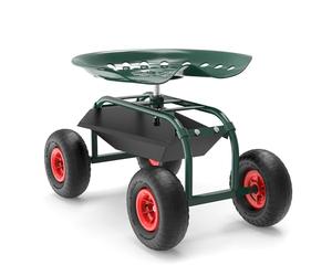WilTec Siège de Jardin sur Larges Roues Charge 150kg Max. Chariot Coulissant Jardinage Repose-Genoux Outil