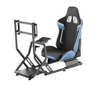 WilTec Simulateur de Conduite - 71 x 136 x 108 cm - capacité de Poids 100 kg - en Acier - Siège Cockpit de Jeu - Expérience immersive et réaliste