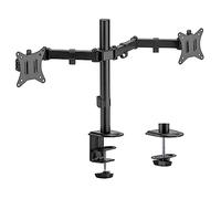Wiltec Support 2 Écrans Jusqu'à 32 Pouces 2X Ordinateur 9 Kg Ressort à gaz Fixation de Table VESA 75/100 PC Bras Articulé Porte-Ordi Inclinaison et Hauteur Réglable Rotation Pied Socle d'écran