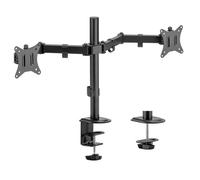 Wiltec Support 2 Écrans Jusqu'à 32 Pouces 2x Ordinateur 9 Kg Ressort à gaz Fixation de table VESA 75/100 PC Bras Articulé Porte-Ordi
