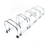 WilTec Support à vélos pour 5 vélos, 1305 x 320 x 265 mm, gris, en acier, à fixer au sol, arceaux de rangement en ligne