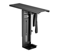 WilTec Support Coulissant PC sous Bureau 10kg Réglage en continu Hauteur Largeur Pivotant 360° 147x 485x 596mm Support avec Glissière Boitier Ordinateur Espace Rangement