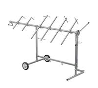 WilTec Support de Peinture Rotatif 360° - 2300 x 610 x 1340 mm - en Acier - pour pièces de carosserie - Réglable - avec 4 Attaches pour Capot et 2 Supports Spoiler